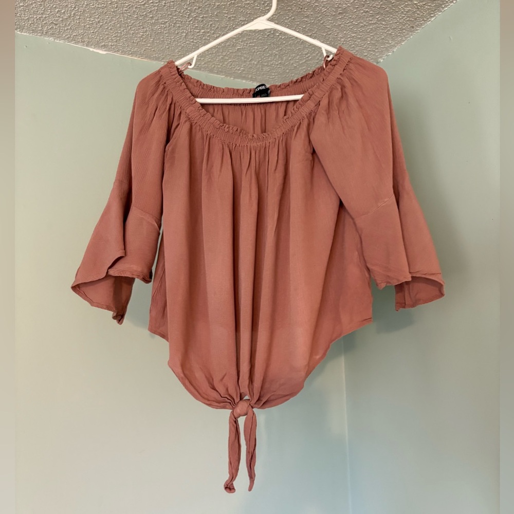 Express Mauve Tie-Front Blouse